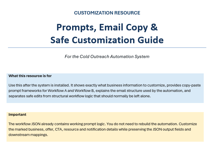 Cold Outreach Automation System customization guide
